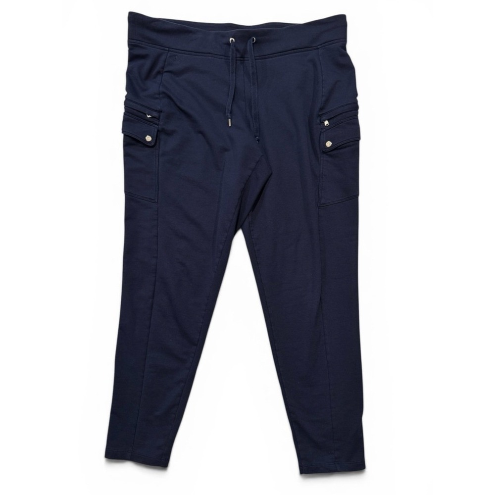 Lauren Ralph Lauren Womens Navy Blue Cargo Jogger Sweatpants Gold Hardware L